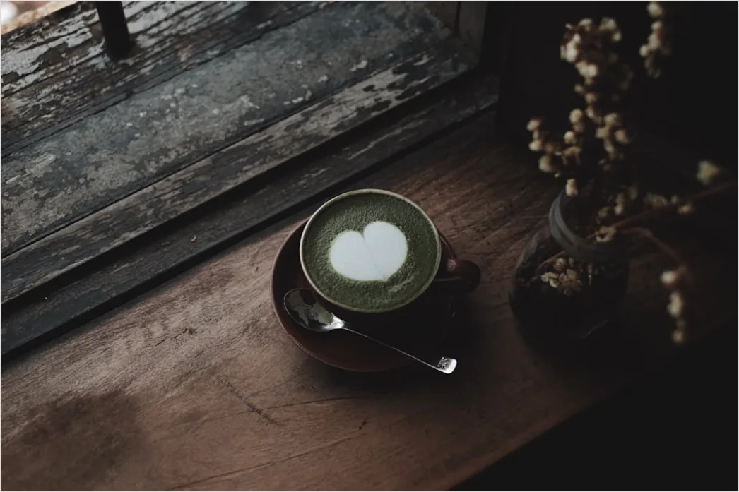 Detail Matcha Latte Tasse Nahaufnahme Grün Number 10