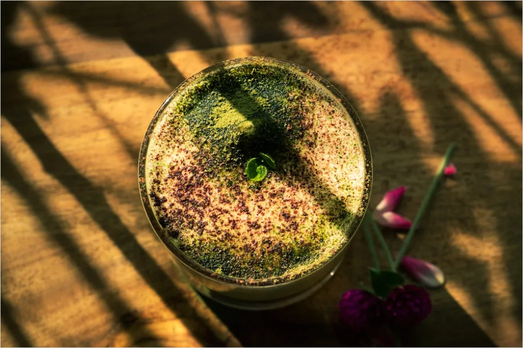 Detail Matcha Smoothie Glas Nahaufnahme Grün Number 7