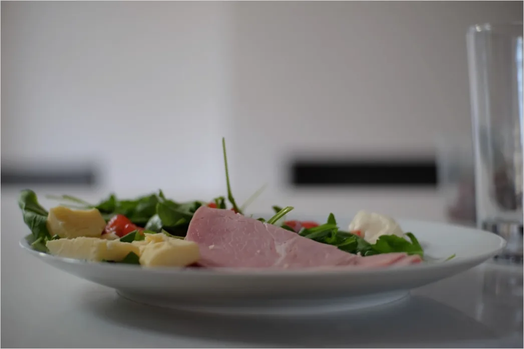 Nicoise Salat Teller Elegant Nahaufnahme 1ebe