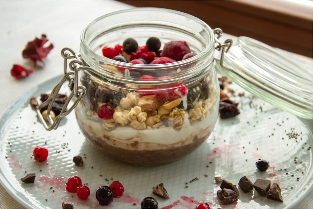 Detail Overnight Oats Frühstück Glas Nahaufnahme Number 6