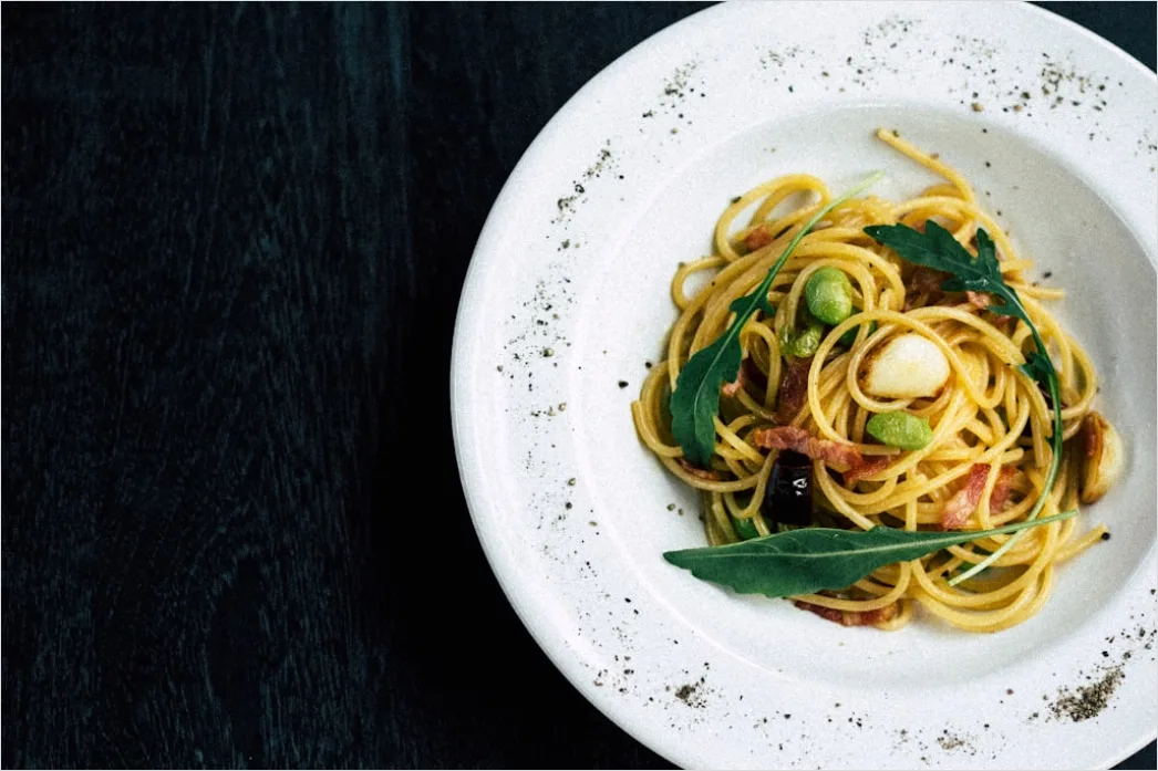 Pasta Aglio Olio Teller Nahaufnahme Elegant 7f06