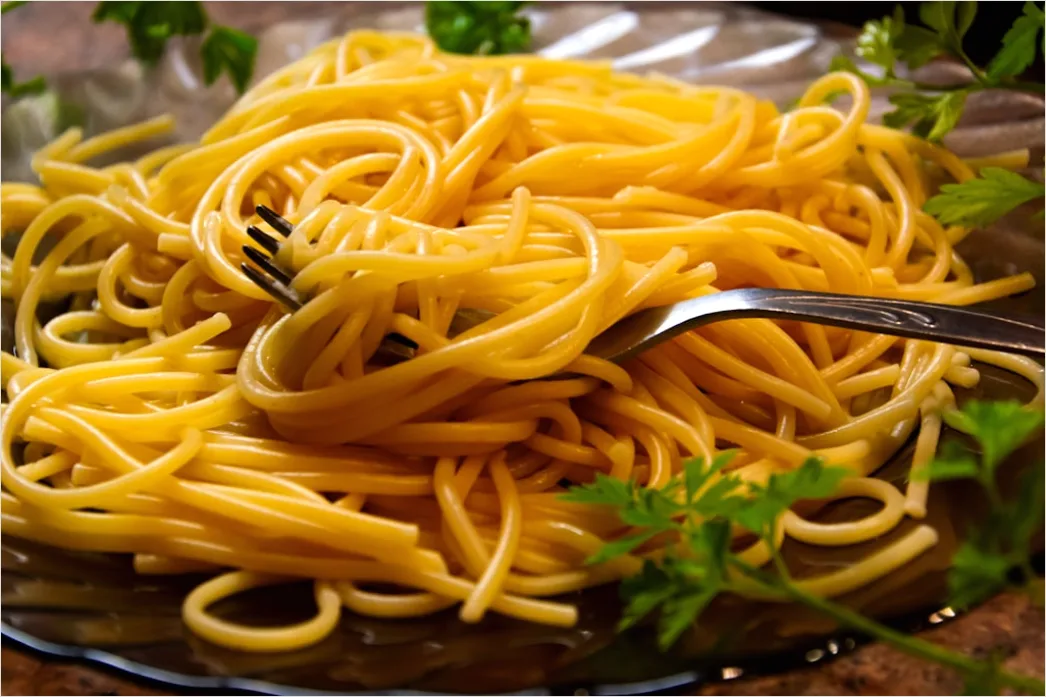 Detail Pasta Aglio Olio Teller Nahaufnahme Elegant Number 13
