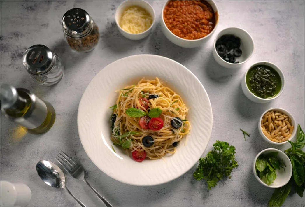 Detail Pasta Aglio Olio Teller Nahaufnahme Elegant Number 19