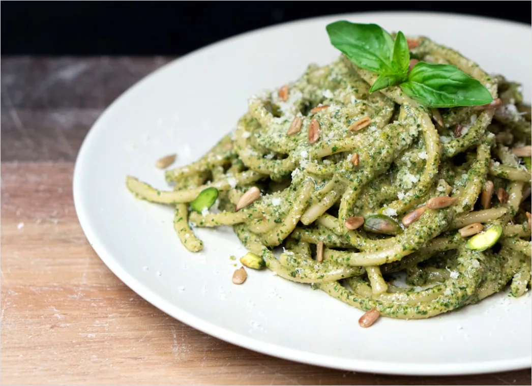 Detail Pasta Pesto Teller Nahaufnahme Frisch Number 2