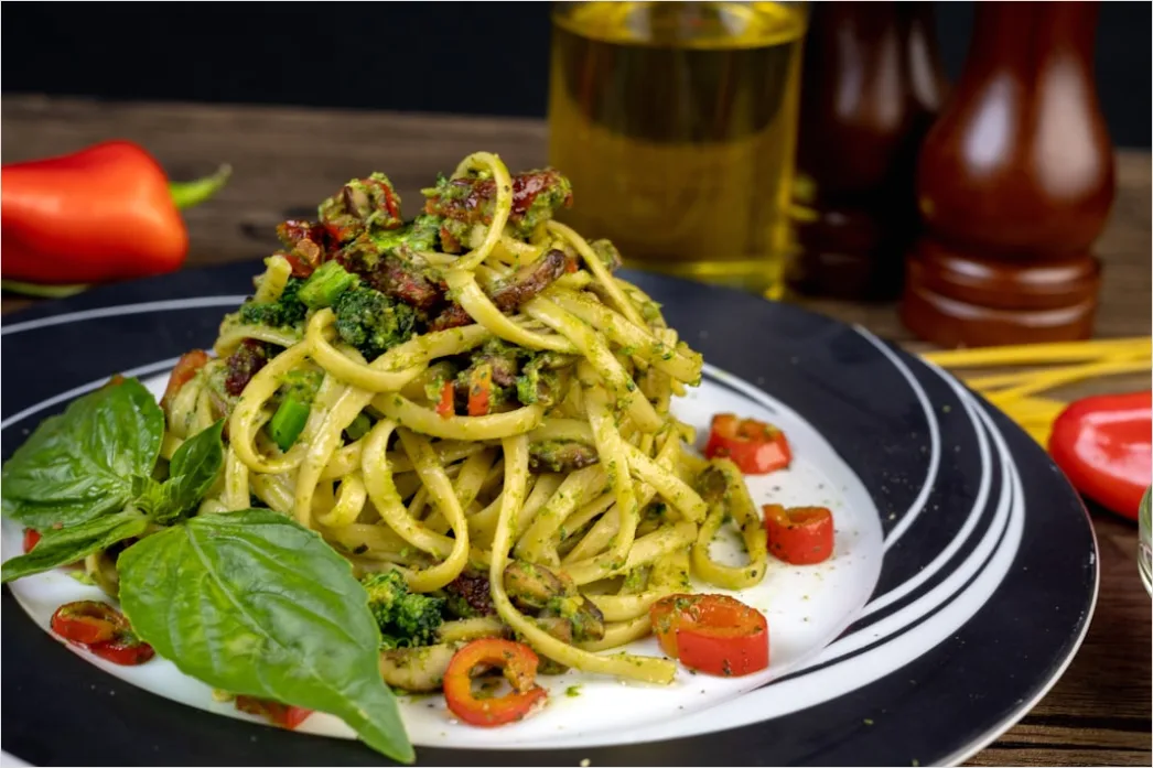 Detail Pasta Pesto Teller Nahaufnahme Frisch Number 3