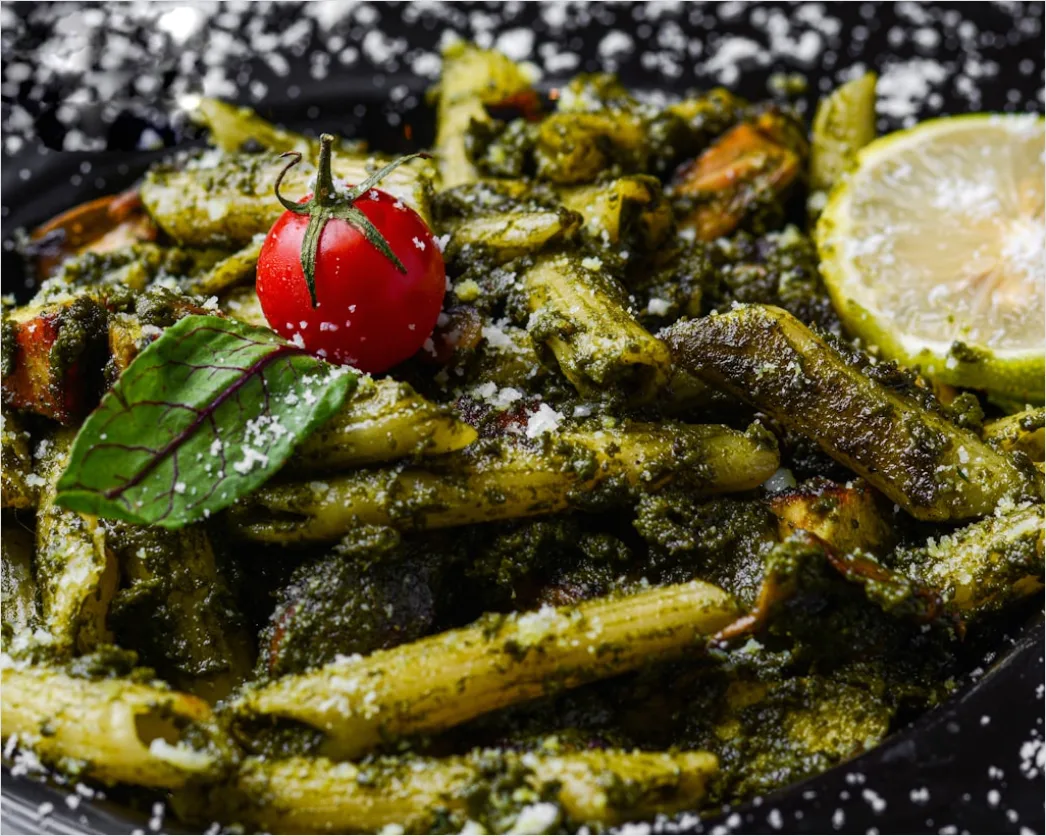 Detail Pasta Pesto Teller Nahaufnahme Frisch Number 4
