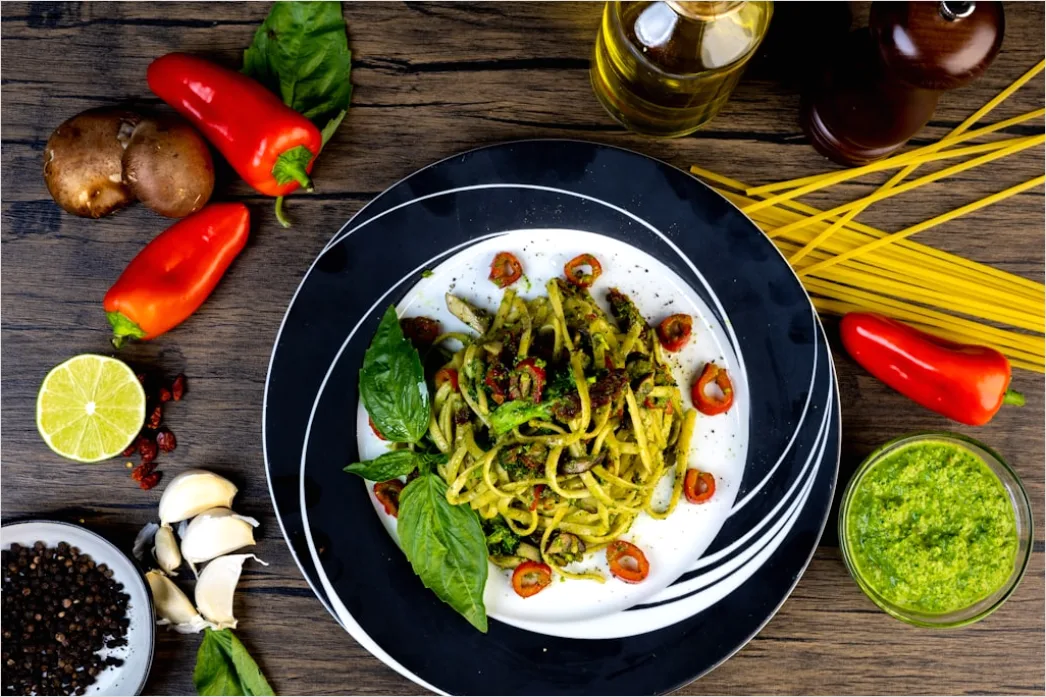 Detail Pasta Pesto Teller Nahaufnahme Frisch Number 6