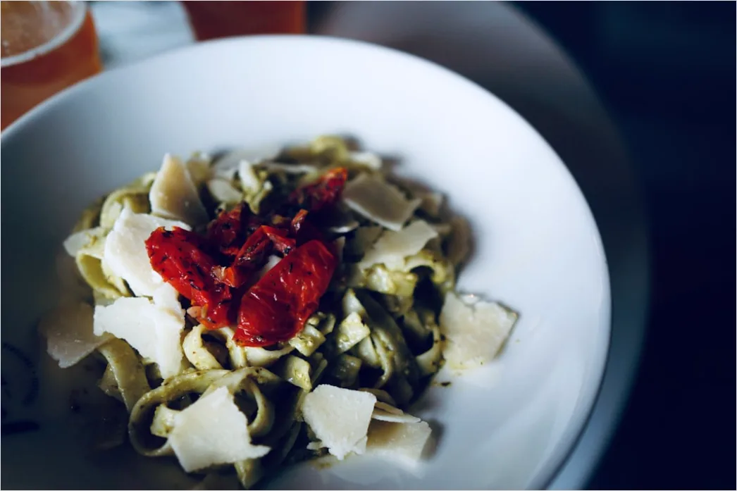 Detail Pasta Pesto Teller Nahaufnahme Frisch Number 10
