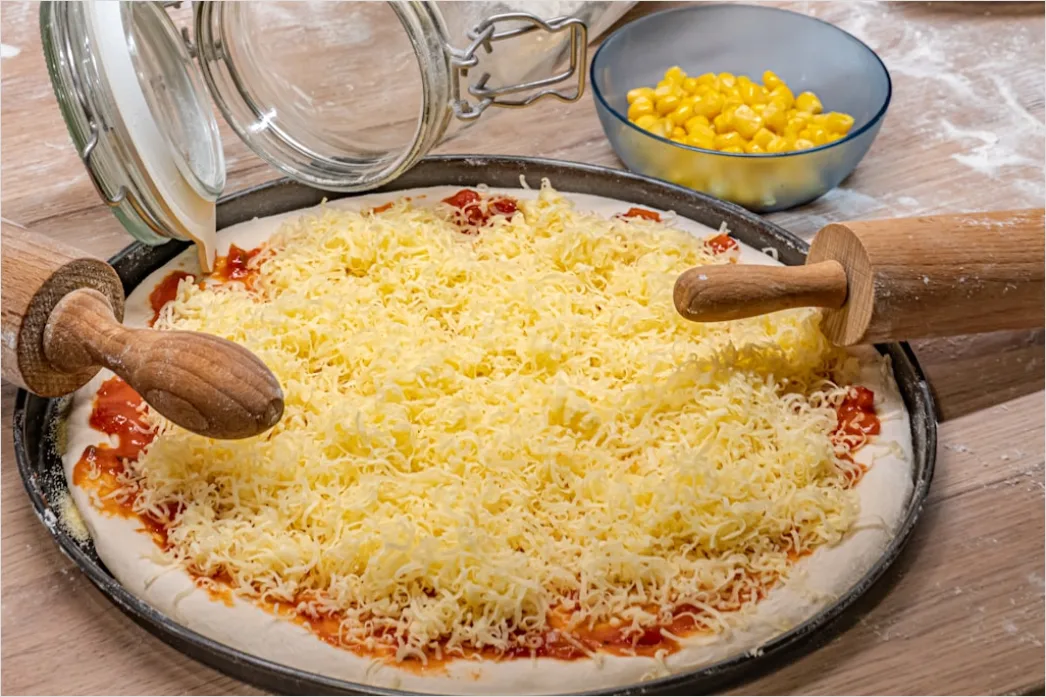 Detail Pizza Teig Ausrollen Nahaufnahme Zubereitung Number 11
