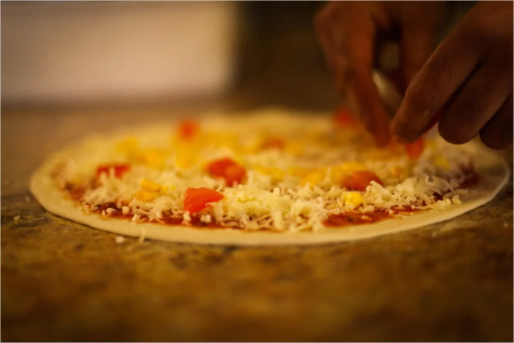 Detail Pizza Teig Ausrollen Nahaufnahme Zubereitung Number 14