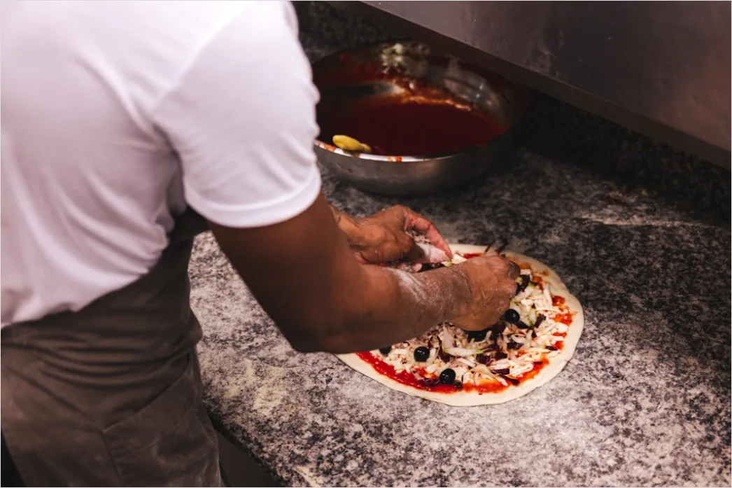 Detail Pizza Teig Ausrollen Nahaufnahme Zubereitung Number 17