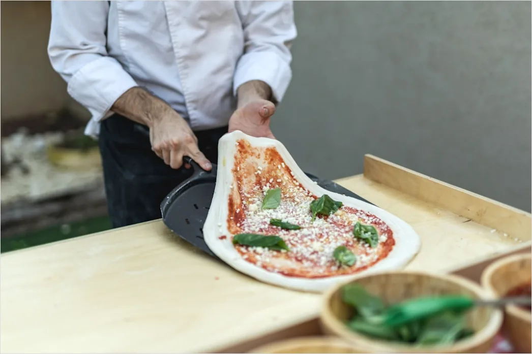 Detail Pizza Teig Ausrollen Nahaufnahme Zubereitung Number 8