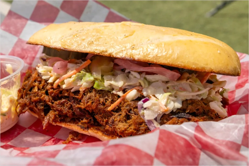 Pulled Pork Sandwich Nahaufnahme Rustikal 5a67