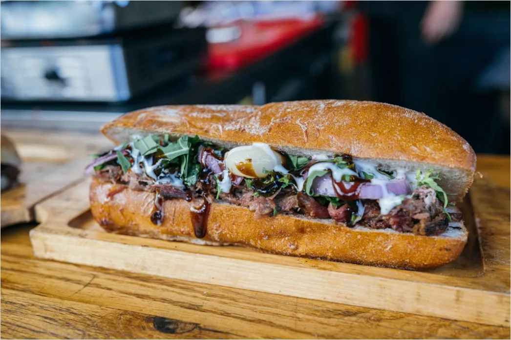 Detail Pulled Pork Sandwich Nahaufnahme Rustikal Number 2