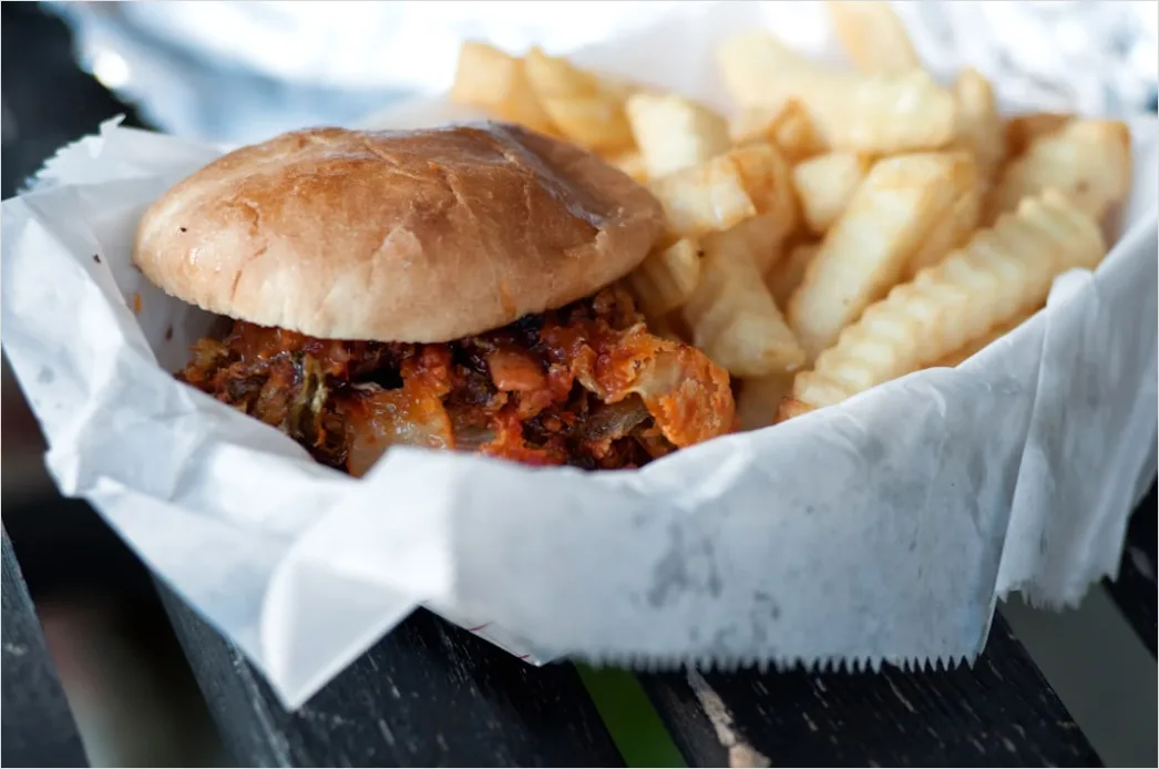 Detail Pulled Pork Sandwich Nahaufnahme Rustikal Number 12