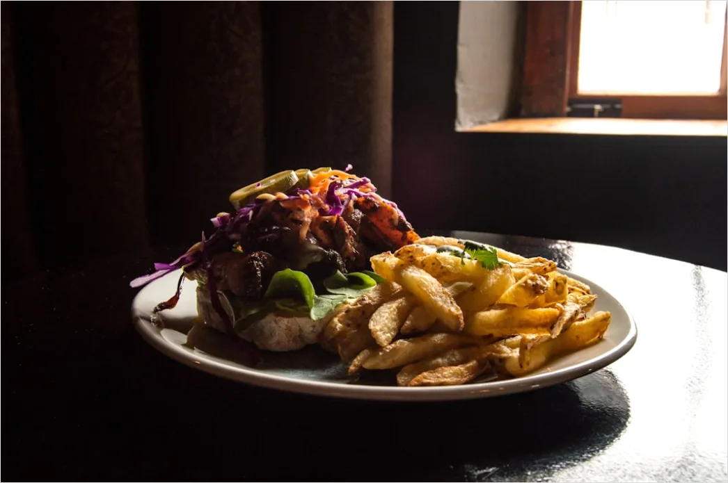 Detail Pulled Pork Sandwich Nahaufnahme Rustikal Number 14