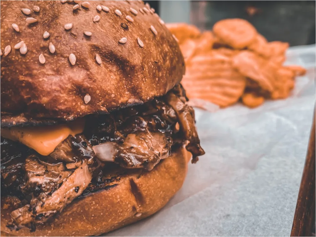 Detail Pulled Pork Sandwich Nahaufnahme Rustikal Number 18