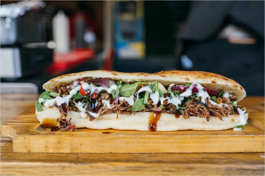 Detail Pulled Pork Sandwich Nahaufnahme Rustikal Number 19