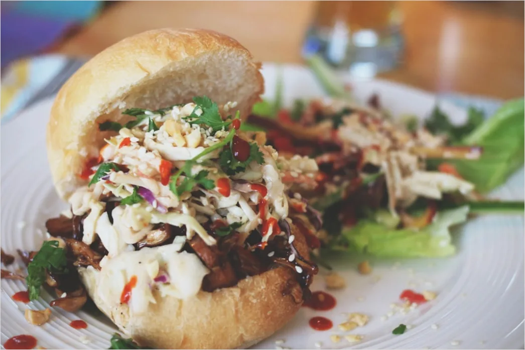 Detail Pulled Pork Sandwich Nahaufnahme Rustikal Number 5