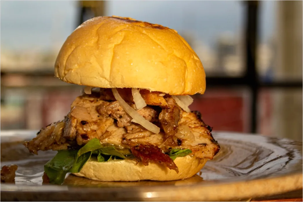 Detail Pulled Pork Sandwich Nahaufnahme Rustikal Number 7