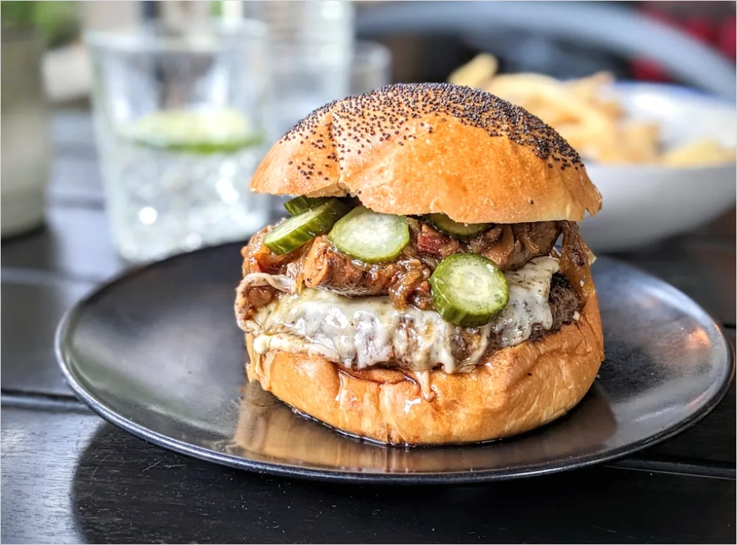 Detail Pulled Pork Sandwich Nahaufnahme Rustikal Number 10