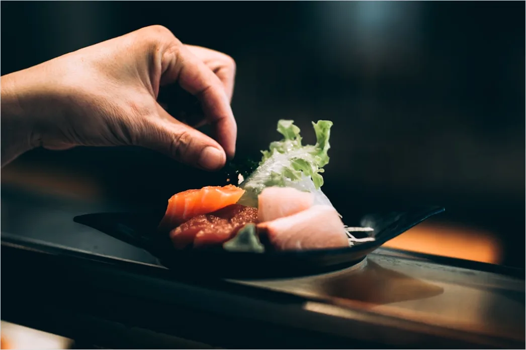 Detail Sashimi Teller Nahaufnahme Frisch Elegant Number 19