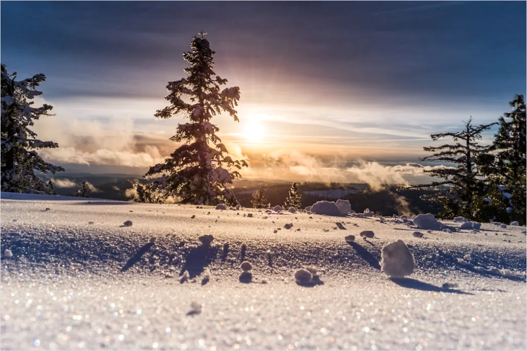 Detail Sonnenaufgang Winter Schnee Rosa Number 4