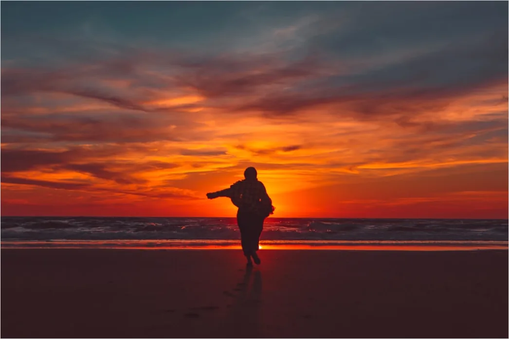 Sonnenuntergang Strand Silhouette Romantisch F39d