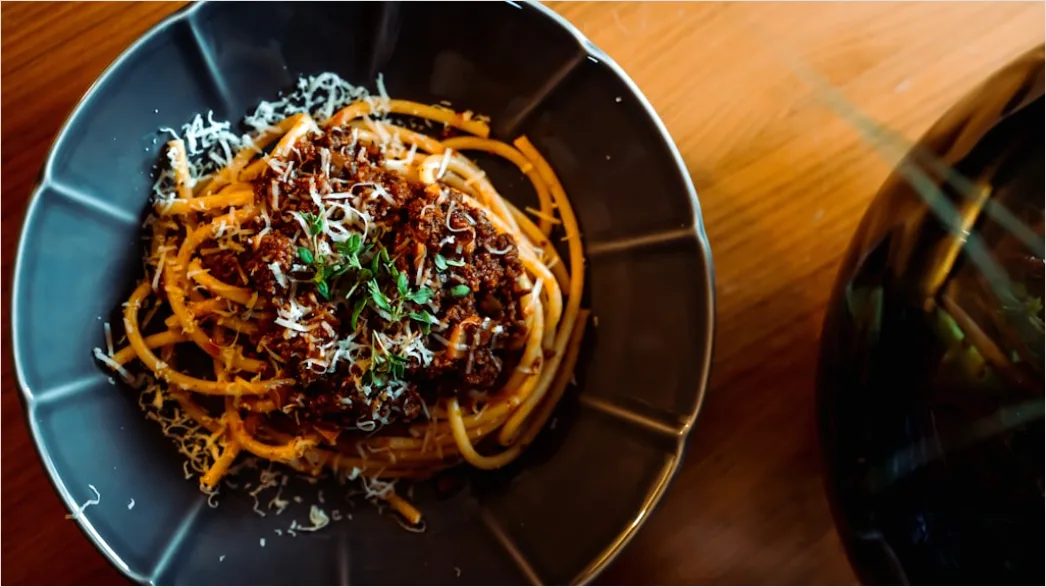 Detail Spaghetti Bolognese Teller Nahaufnahme Rustikal Number 5