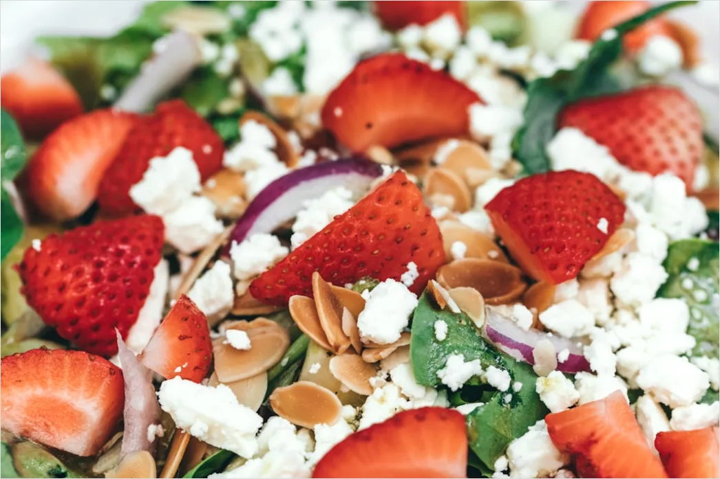 Detail Spinat Erdbeere Salat Nahaufnahme Frisch Number 5
