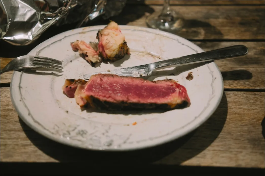 Detail Steak Medium Rare Teller Nahaufnahme Saftig Number 12
