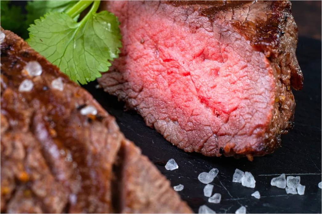 Detail Steak Medium Rare Teller Nahaufnahme Saftig Number 14