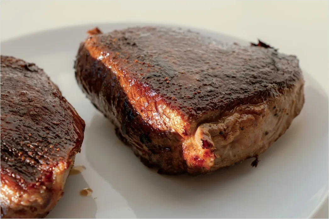 Detail Steak Medium Rare Teller Nahaufnahme Saftig Number 17