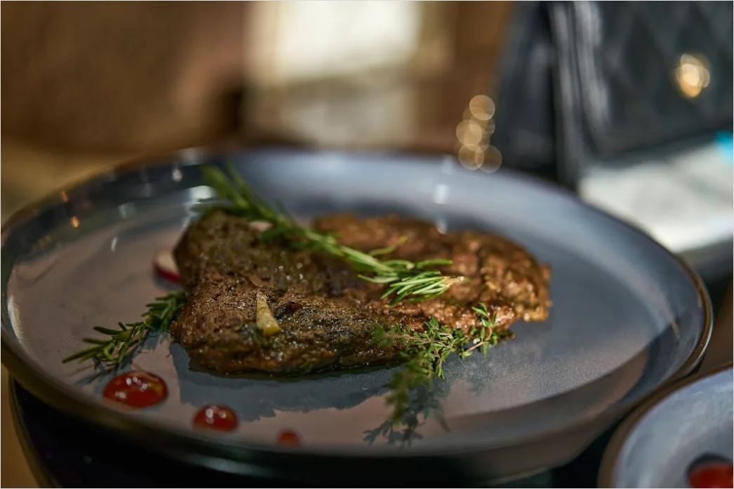Detail Steak Medium Rare Teller Nahaufnahme Saftig Number 19