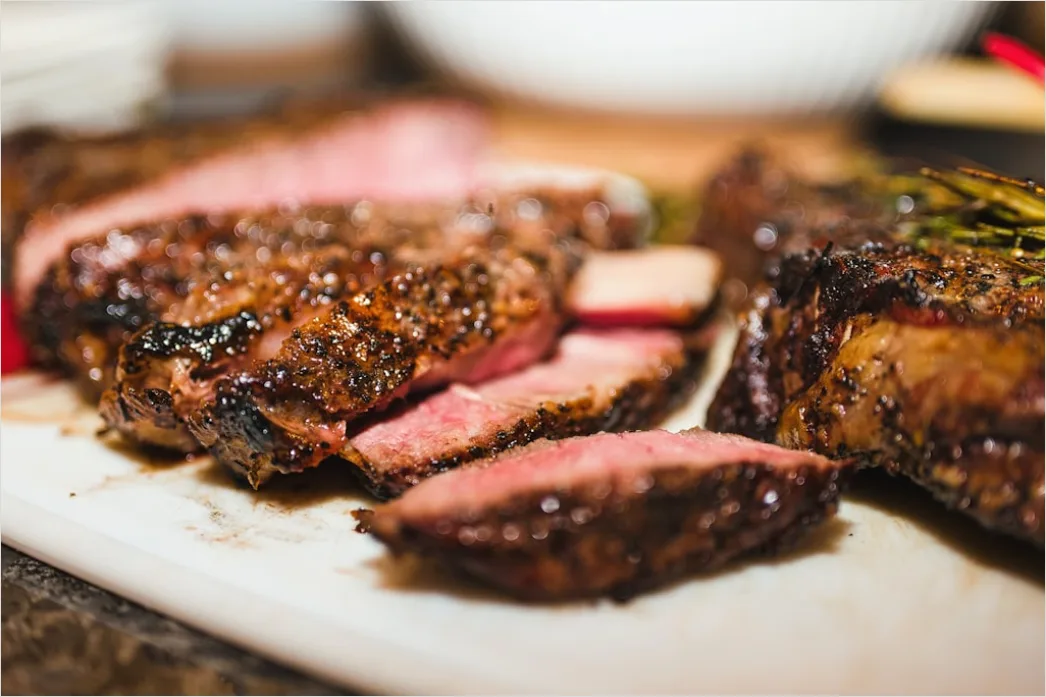 Detail Steak Medium Rare Teller Nahaufnahme Saftig Number 3