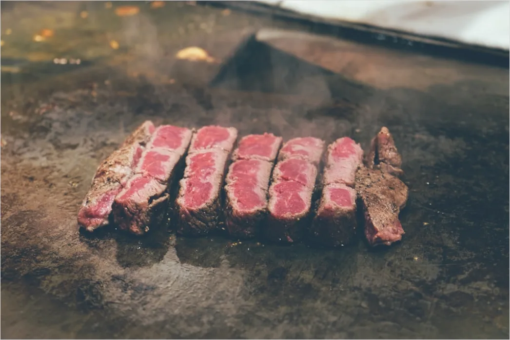 Detail Steak Medium Rare Teller Nahaufnahme Saftig Number 5
