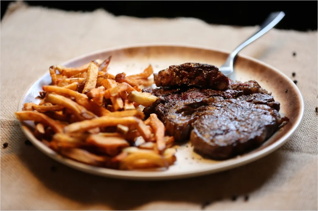 Detail Steak Medium Rare Teller Nahaufnahme Saftig Number 6