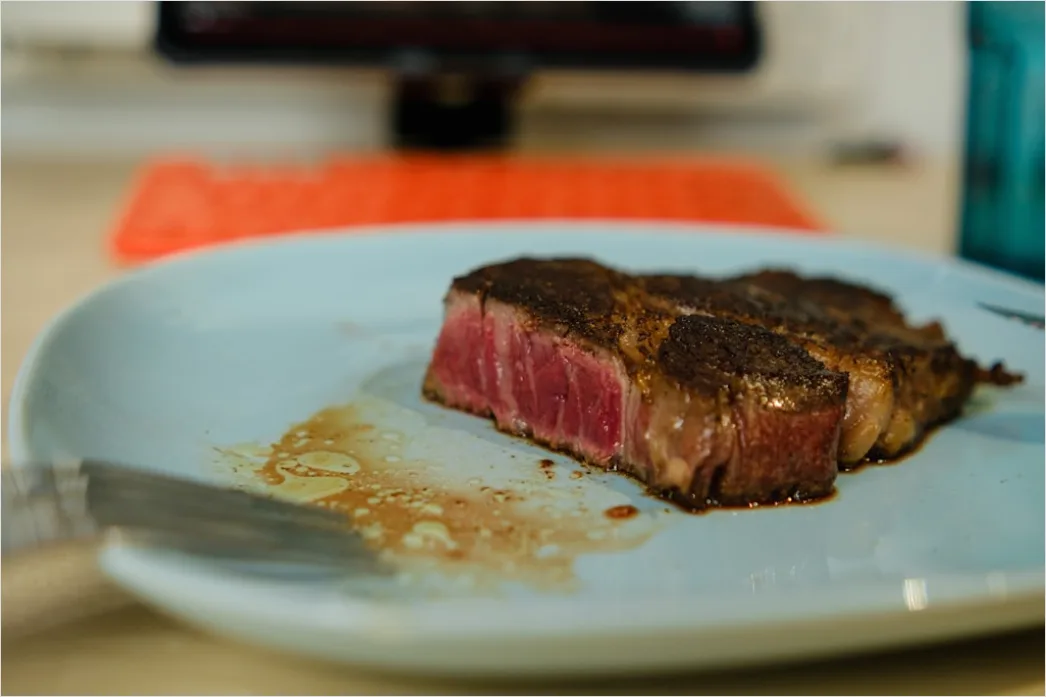 Detail Steak Medium Rare Teller Nahaufnahme Saftig Number 9