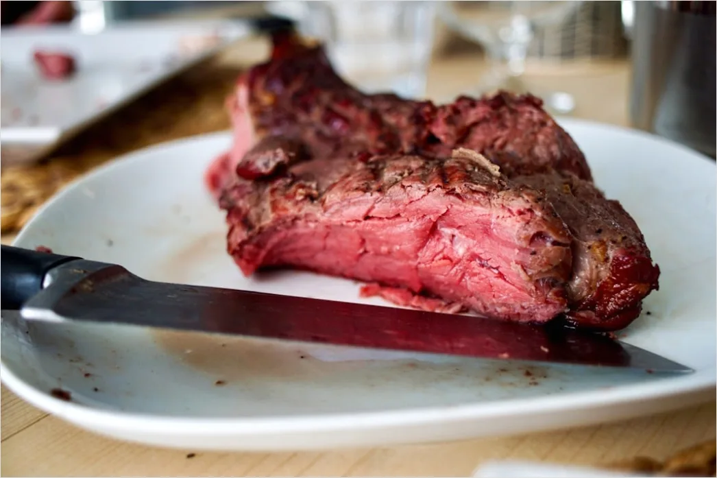 Detail Steak Medium Rare Teller Nahaufnahme Saftig Number 10