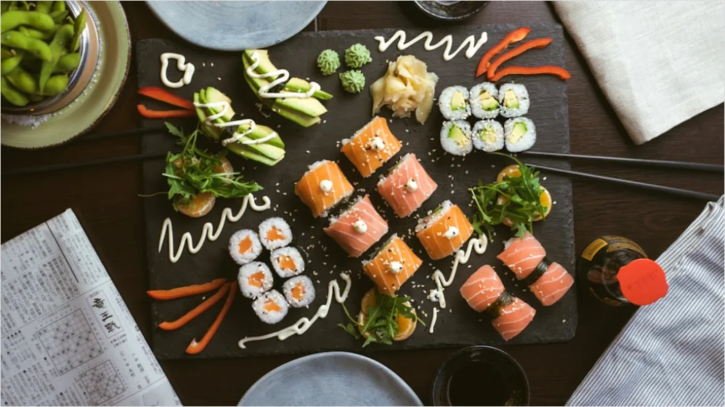 Sushi Rollen Nahaufnahme Draufsicht Aesthetisch 7362