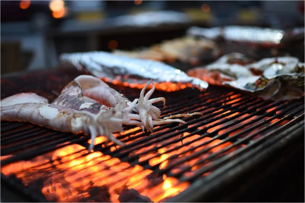 Detail Tintenfisch Gegrillt Teller Nahaufnahme Number 6