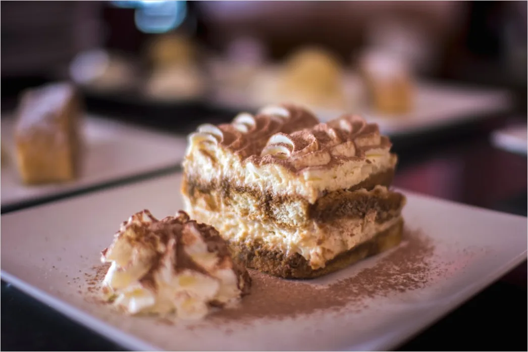 Tiramisu Portion Nahaufnahme Elegant Dessert 2d0b