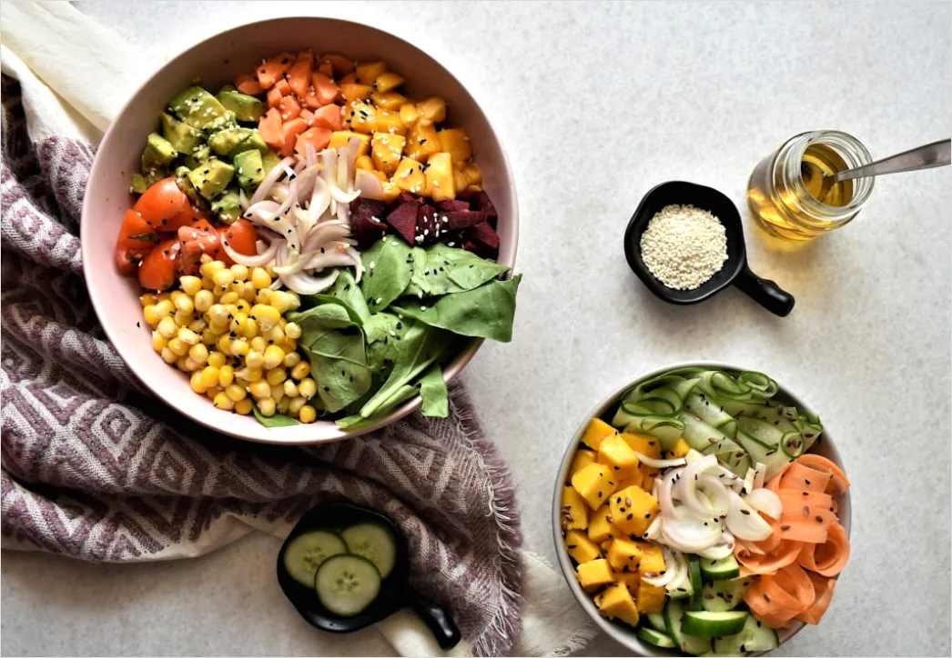 Detail Vegane Bowl Quinoa Gemüse Draufsicht Number 11