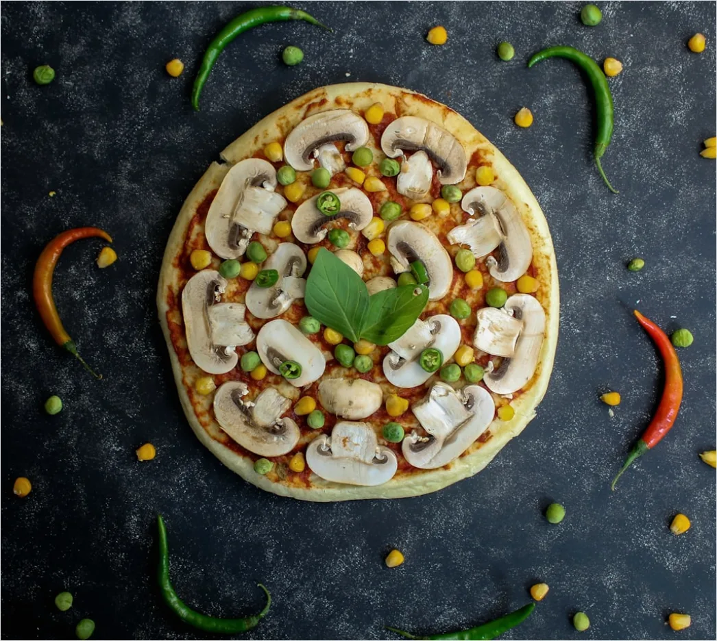 Vegane Pizza Gemuese Nahaufnahme C74c