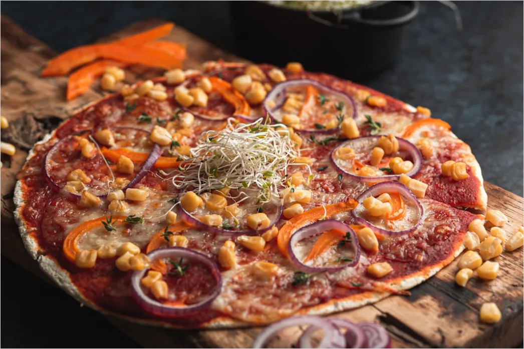 Detail Vegane Pizza Gemüse Nahaufnahme Number 19