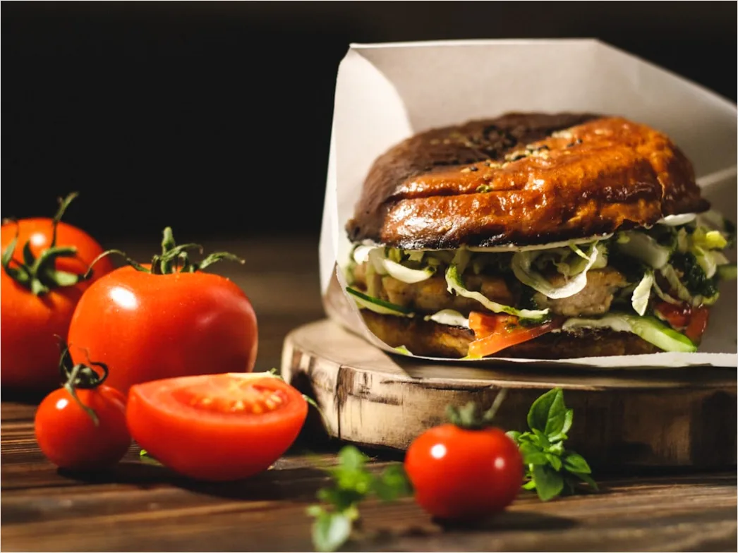 Detail Veganer Burger Nahaufnahme Querschnitt Number 11