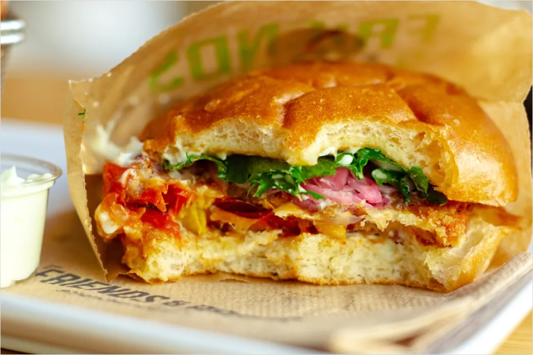 Detail Veganer Burger Nahaufnahme Querschnitt Number 12