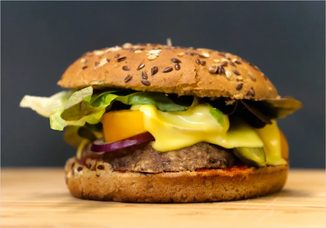 Detail Veganer Burger Nahaufnahme Querschnitt Number 14