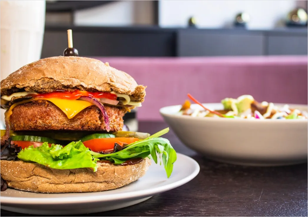 Detail Veganer Burger Nahaufnahme Querschnitt Number 5