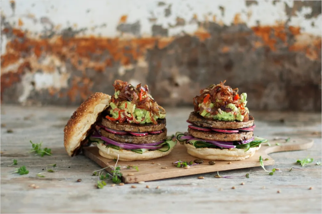 Detail Veganer Burger Nahaufnahme Querschnitt Number 9
